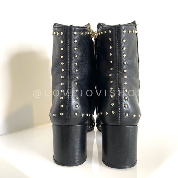 Minimalist | Schutz Black Leather Studded Ankle Boot | Refurbished Sole | Edgy - Picture 4 of 10